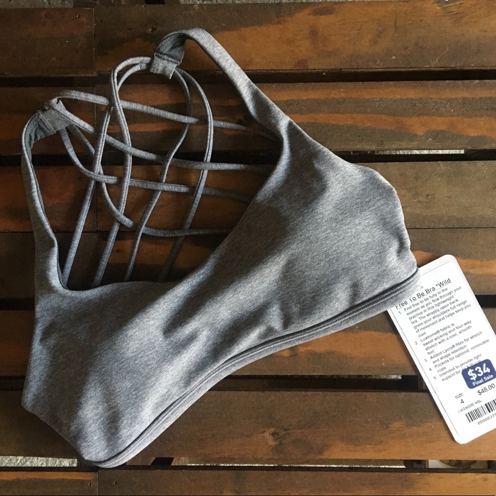 Lululemon Free to Be Bra Wild Size 4 Heather Gray